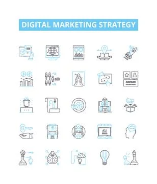 Digital marketing strategy vector line icons set. Digital, Marketing, Strategy Stock Illustration