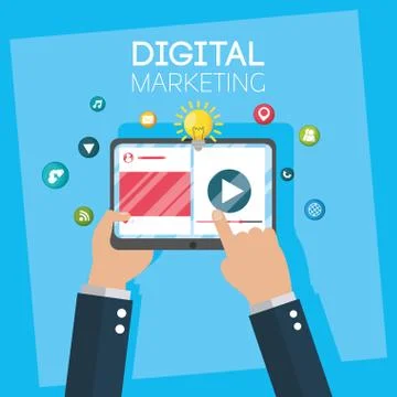 Digital marketing tech with tablet Stock Illustration