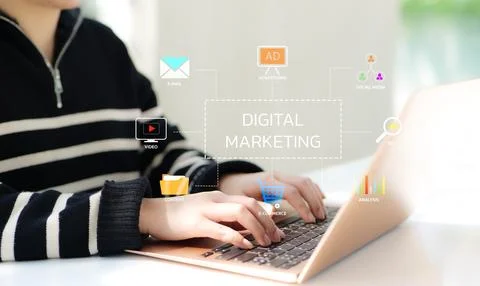 Digital marketing technology concept. E-commerce Technology, Online media, Stock Photos