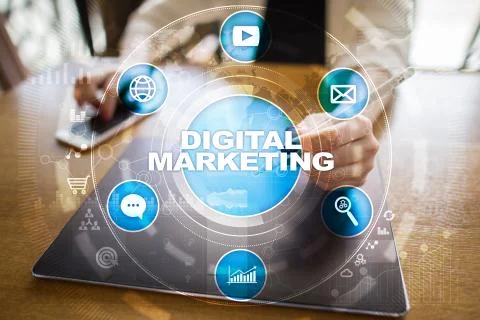DIgital marketing technology concept. Internet. Online. Search Engine 库存照片