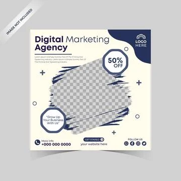 Digital marketing template. Creative idea digital business marketing agency post Stock Illustration
