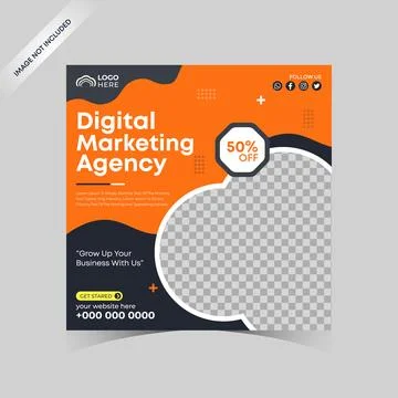 Digital marketing template. Creative idea digital business marketing agency post Stock Illustration