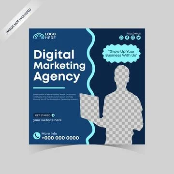 Digital marketing template. Creative idea digital business marketing agency post Stock Illustration
