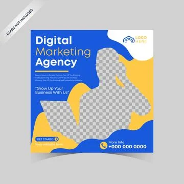 Digital marketing template. Creative idea digital business marketing agency post Stock Illustration