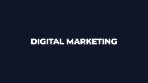 Digital Marketing Text Animation White on Dark Blue Background Corporate Styl Stock Footage 333032458