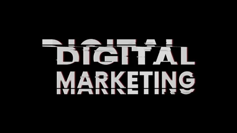 Digital marketing text with glitch effects on a black background. Stock Footage 261552286