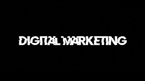 Digital marketing text with glitch screen effects on a black background. Stock Footage 150771670
