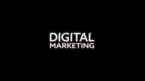 Digital marketing text glitch screen effect abstract media video animation Stock Footage 313001034
