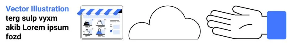Digital Marketing Tools Concept with Cloud Storage and User Support Illustrazione stock