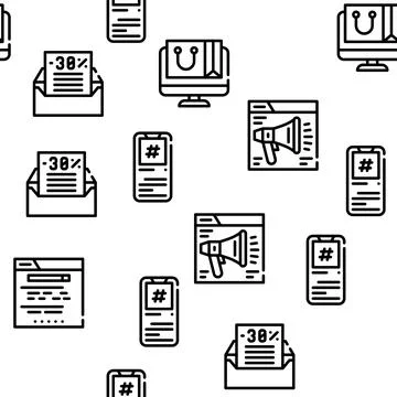 Digital Marketing Vector Seamless Pattern Stock Illustration