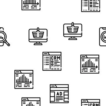 Digital Marketing Vector Seamless Pattern Stock Illustration