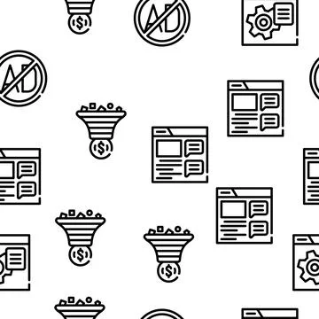Digital Marketing Vector Seamless Pattern Stock Illustration