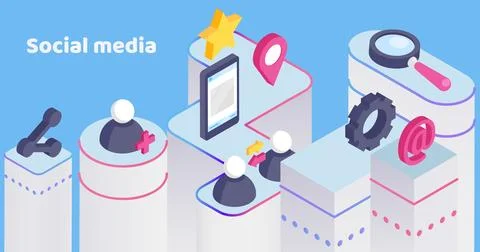 Digital Marketing, web analytics and marketing social media concept vector Illustrazione stock