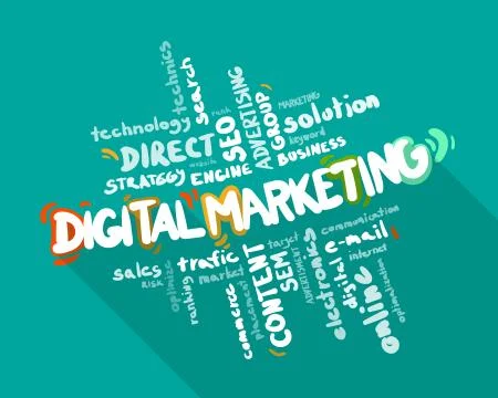 Digital marketing word cloud Stock Illustration
