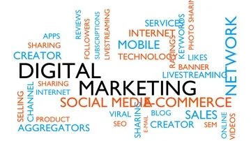 Digital marketing word tag cloud. Loop able, white variant Stock Footage 86000416