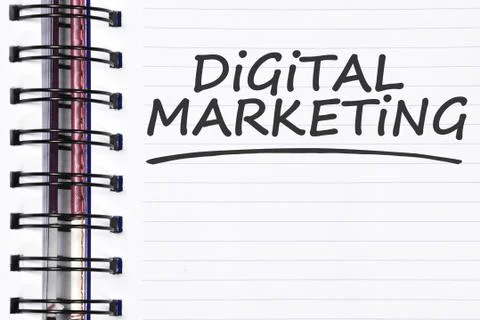 Digital marketing words on spring note book Foto stock