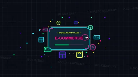 Digital marketplace e commerce interface animation with online shopping Video stock 346966089
