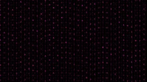 Digital matrix of abstract symbols in dark purple and black Stock Footage 335886227