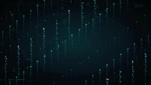 Digital Matrix Background with Falling Blue Code and Red Cyber Attack Data Stock Footage 336781082