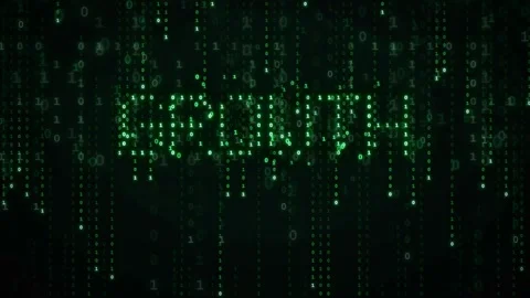 Digital matrix background with falling green binary code forming the word Stock-Footage 343158760