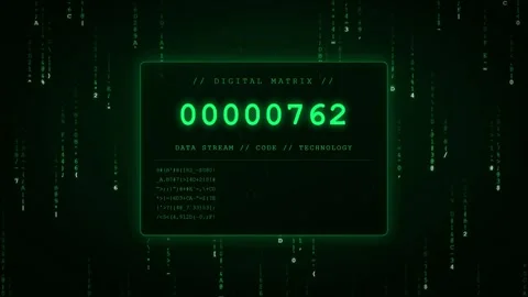 Digital matrix background with falling green code and rapidly increasing Stock Footage 345765846