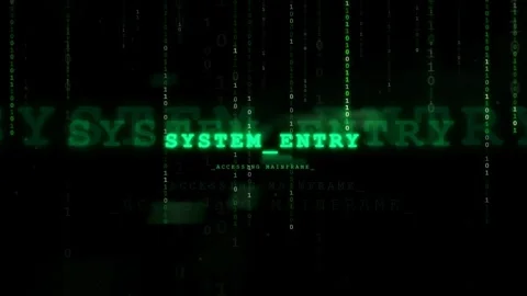 Digital Matrix Background with Green Binary Code Rain and System Entry Access Stock Footage 336774955