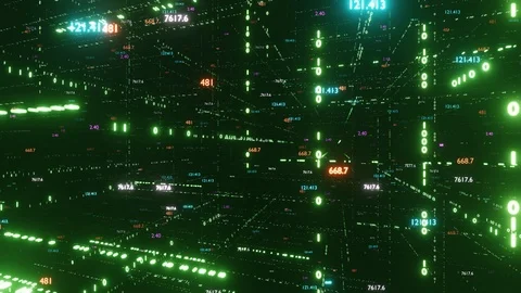 Digital matrix. Big data. The camera flies through digital binary space Stock Footage 116092749