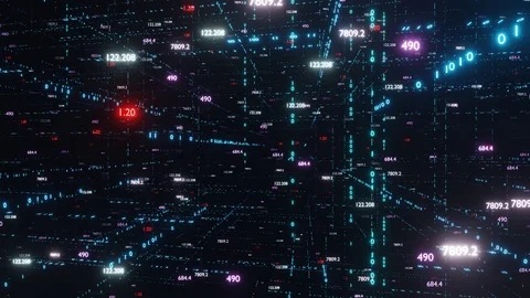 Digital matrix. Big data. The camera flies through digital binary space Stock Footage 119639692