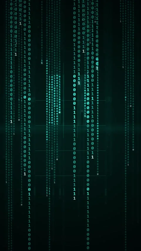 Digital Matrix Binary Code Falling Data Stream Background Stock Footage 346195747