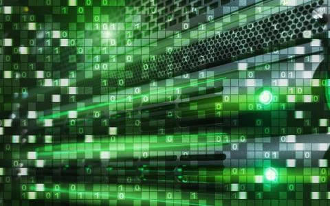 Digital matrix binary code mainframe server room computing communication concept Stock Illustration