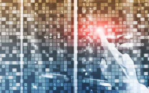 Digital matrix binary code mainframe server room computing communication concept Stock Illustration