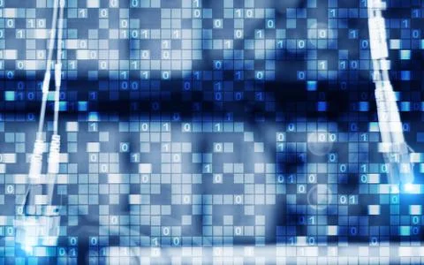 Digital matrix binary code mainframe server room computing communication concept Stockillustratie