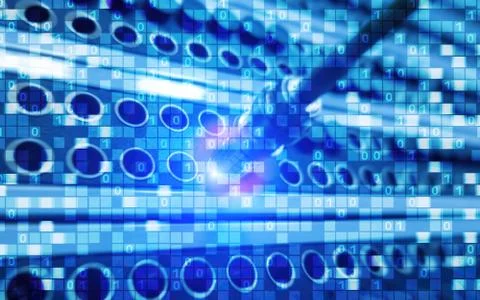 Digital matrix binary code mainframe server room computing communication concept Stock Photos