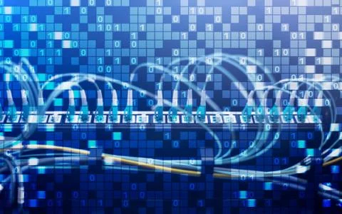 Digital matrix binary code mainframe server room computing communication concept Stock Photos