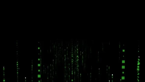 Digital Matrix Binary Data Streaming in a Futuristic Green Code Display Stock Footage 341374761