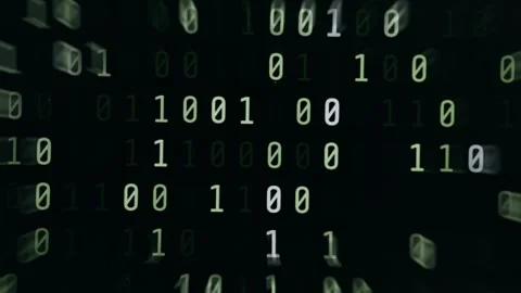 Digital matrix of binary numbers with scattered 0 and 1 highlights Stock Footage 334922184