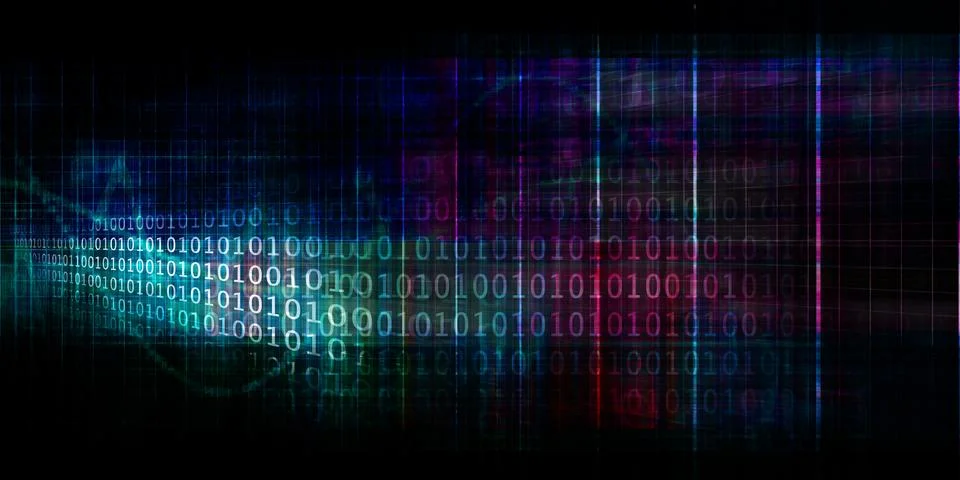 Digital Matrix Binary System Programming Language Interface Illustrazione stock