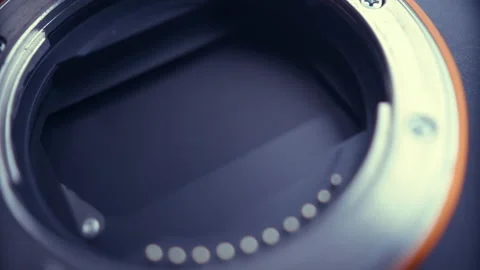 Digital matrix of a camera with a working shutter shot close-up Stock Footage 153381332