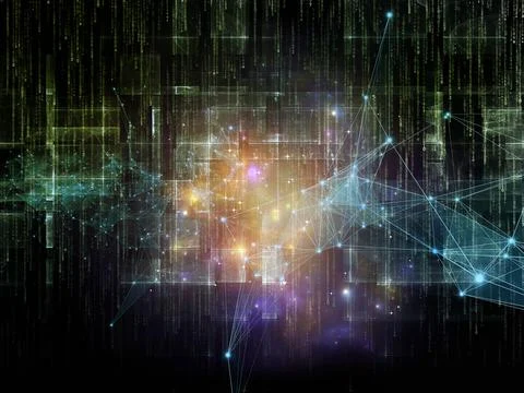 Digital Matrix Code and Network Technology Background 스톡 일러스트