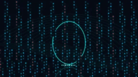 Digital Matrix Code Animation with Glowing Circle Vídeo Stock 344752288