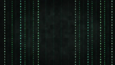 Digital matrix code background featuring glowing green binary data streams 스톡 동영상 347200327