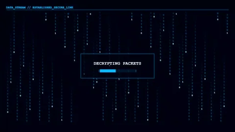 Digital matrix code with decrypting data progress bar Stock Footage 346838153