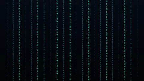 Digital matrix code falling data stream technology loop background Stock Footage 347200396