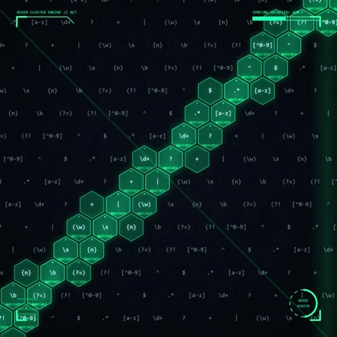 Digital Matrix Code Glitch Effect Background, Futuristic Cyberpunk HUD Inte.. Stock Footage 347266234