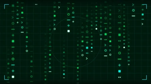 Digital matrix code hud overlay green abstract data stream Video stock 346966495