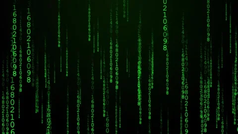 Digital Matrix Code Rain Animation Falling Green Numbers Background Stock Footage 319897061