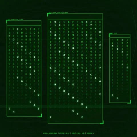 Digital Matrix Code Rain Animation - Futuristic Technology and Hacking Concep Видео 347266261
