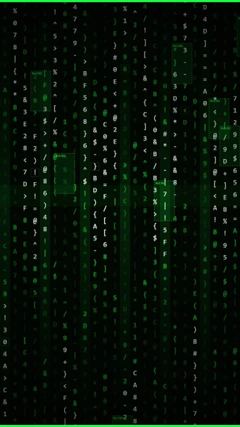Digital Matrix Code Rain Background with Green Falling Characters Stock-Footage 346206368