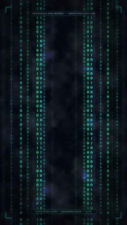 Digital matrix code rain motion graphic loop technology data cyber background Stock Footage 346737554