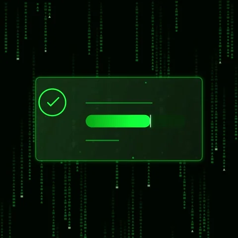 Digital Matrix Code Rain Overlay with Futuristic Green Interface Element Видео 347264829